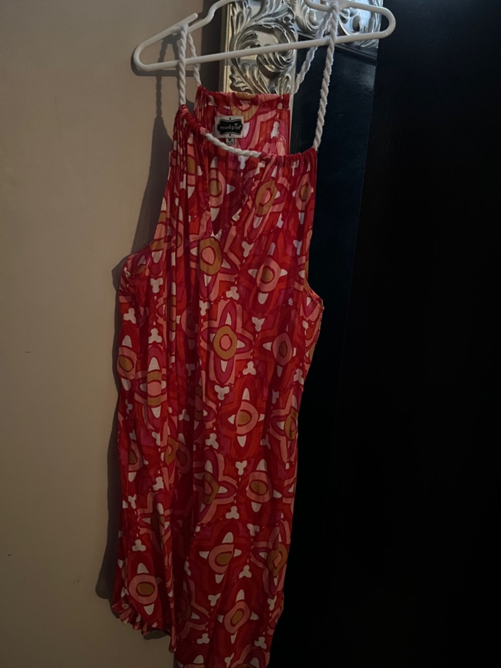 Mud Pie Red Geometric Print Sleeveless Dress